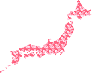 桜柄の日本地図のイラスト