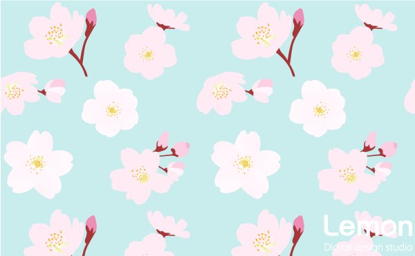 桜の花のパターン　手描き風