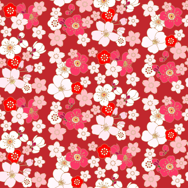 桜と桃の花のパターン　