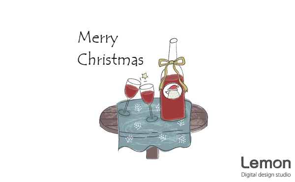 クリスマスワインのイラスト　北欧風